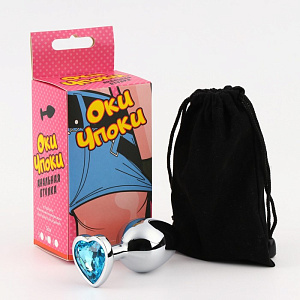 Анальная пробка средняя Оки-Чпоки с кристаллом в виде сердечка